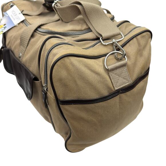 Calvin Klein Tan Canvas Travel Duffle Bag with Black Trim Gift With Purchase - Picture 2 of 13